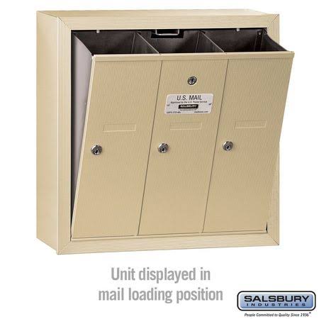 Vertical Mailbox - 3 Doors - Sandstone - Surface Mounted M6856