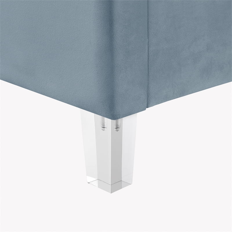 Velvet Full Platform Bed Slate Blue W400593
