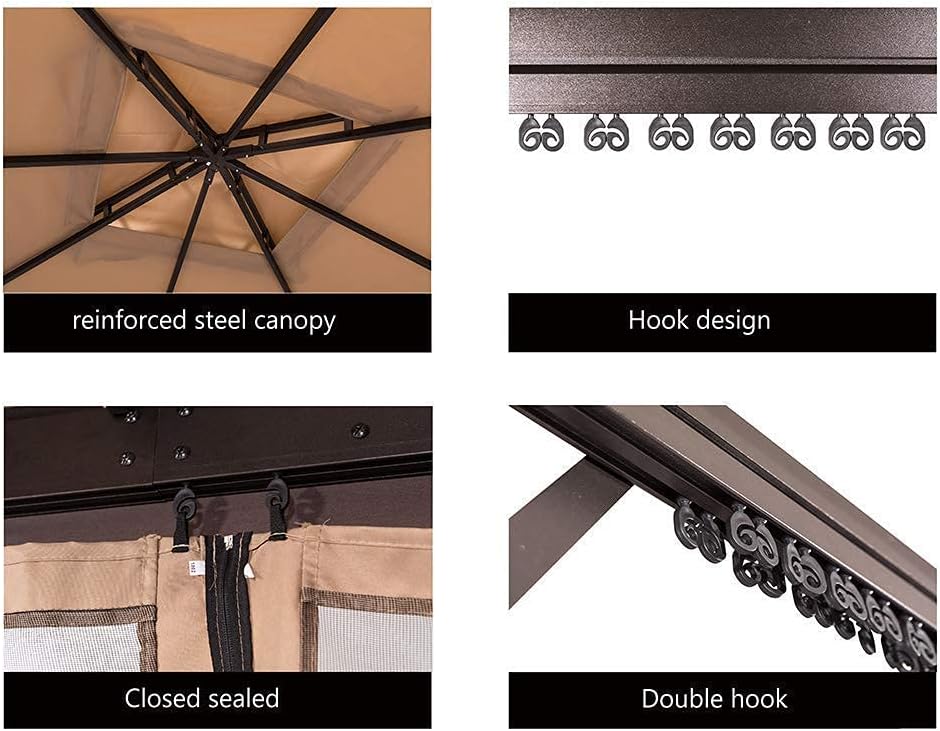 Beige 10 x 10 FT Outdoor Patio Gazebo with Mosquito Netting Z640337