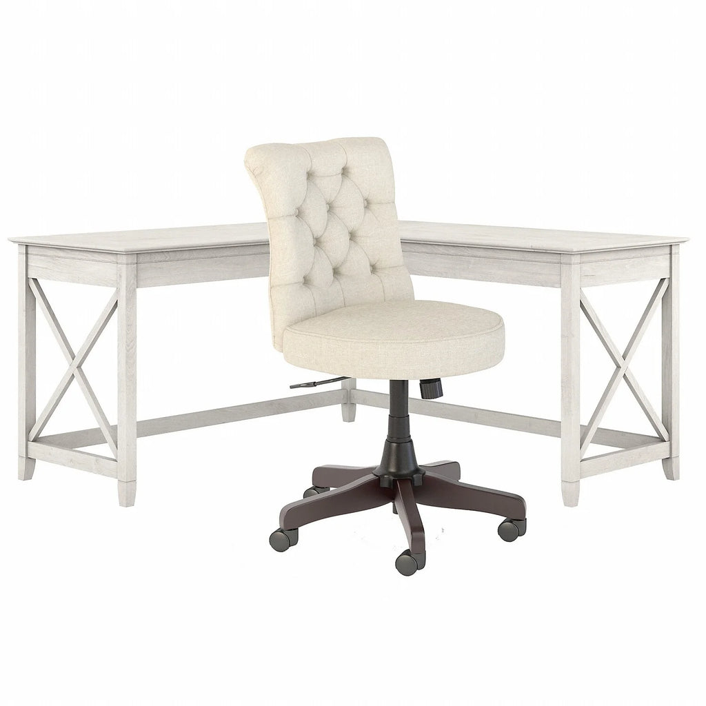 White Oak L-Shaped Desk and Chair Set G67214