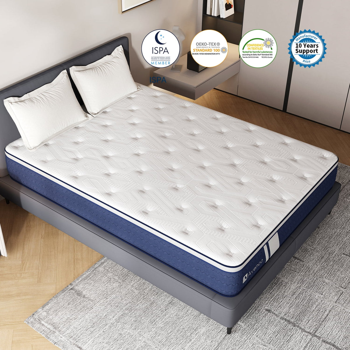 Queen Gel Memory Foam Pocket Spring Hybrid Mattress J28751