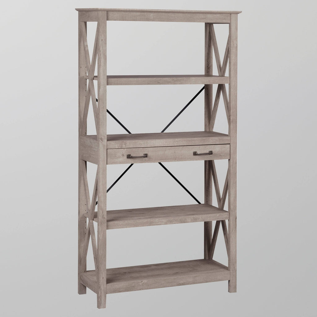 Washed Gray Bookcase with 2 Drawers C206