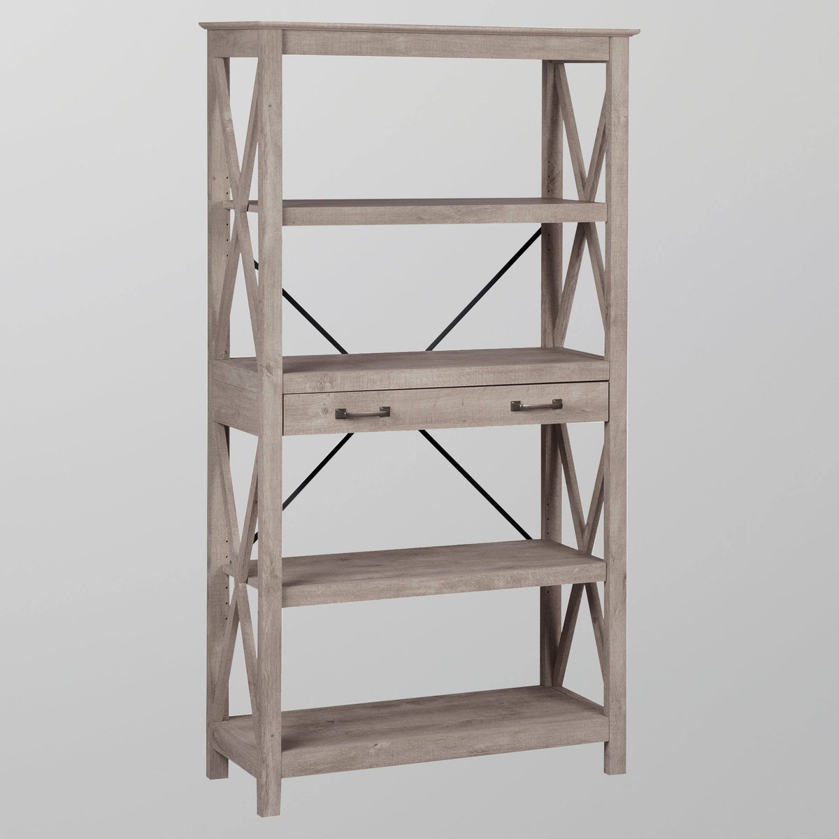 Washed Gray Bookcase with 2 Drawers C206