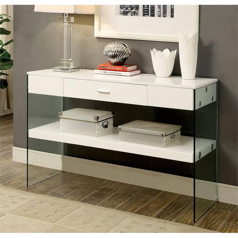 White Storage Console Table Z848