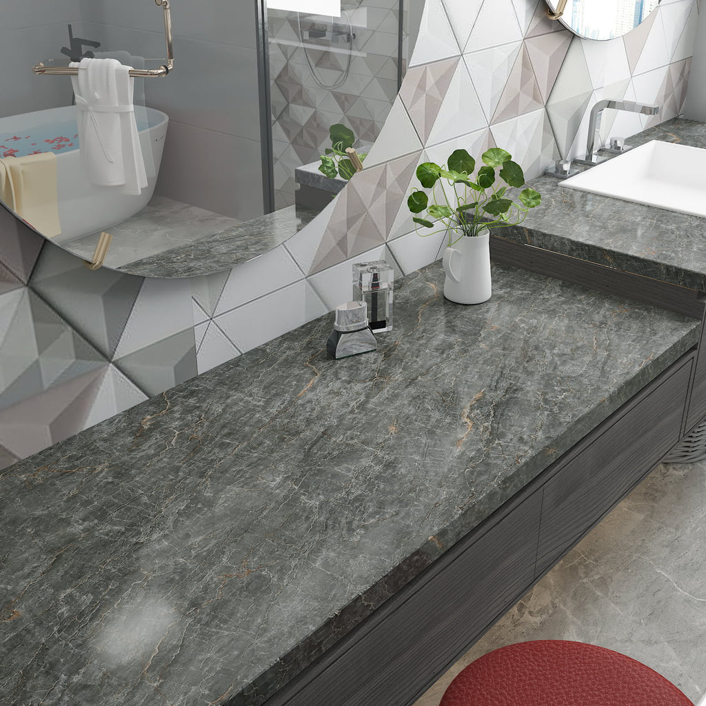 24"x354" Grey Marble Peel and Stick Wallpaper F931