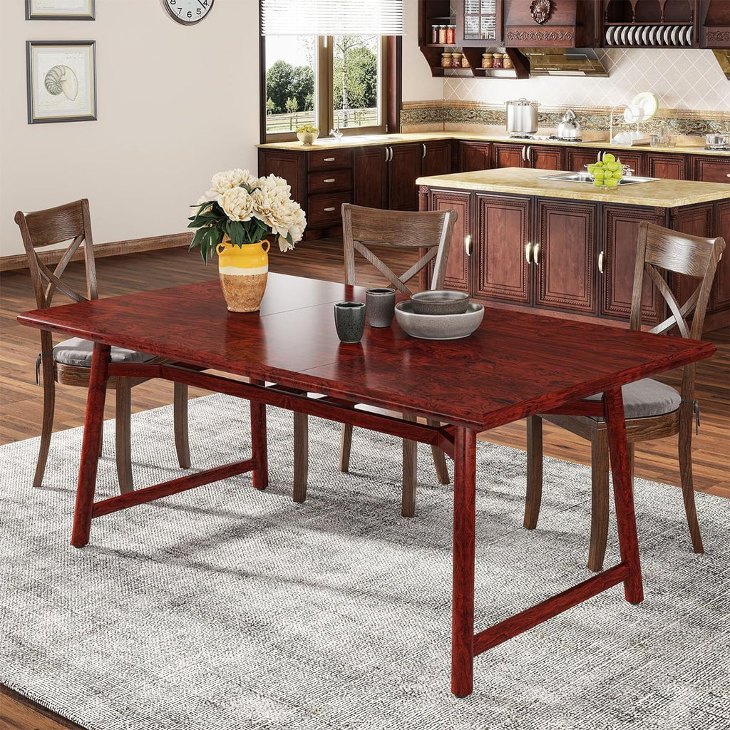 63" Rectangular Wood Dining Table with Metal Legs O166