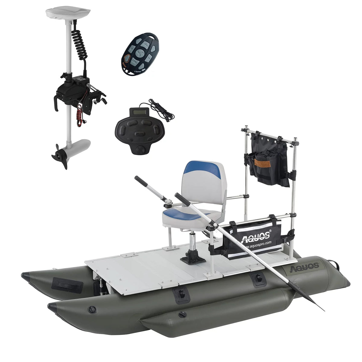 8.8ft Inflatable Pontoon Boat with 12V 55LBS Trolling Motor A660
