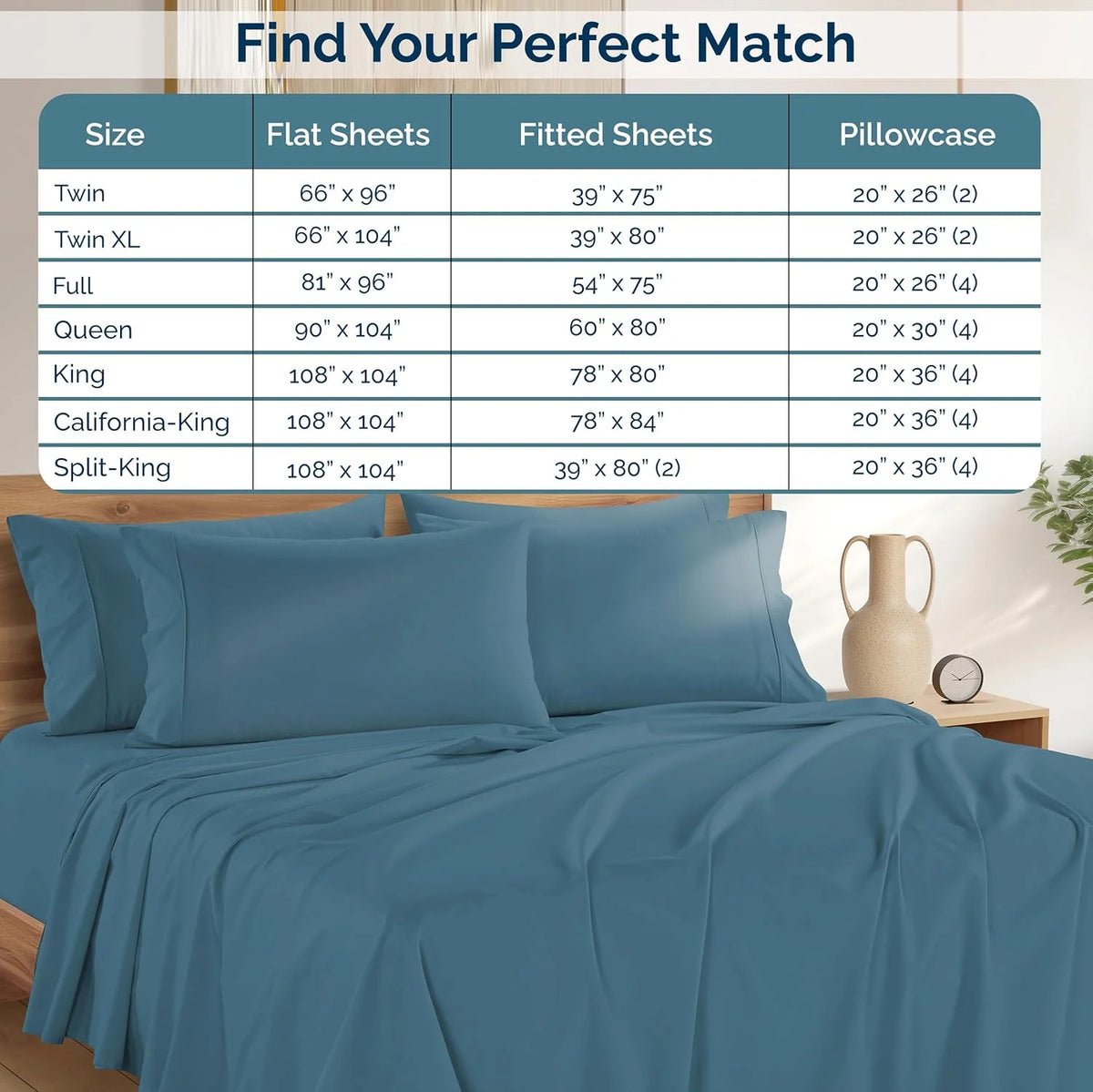 Blue Heaven 6 Piece 100% Cotton Percale Sheet Set C22009
