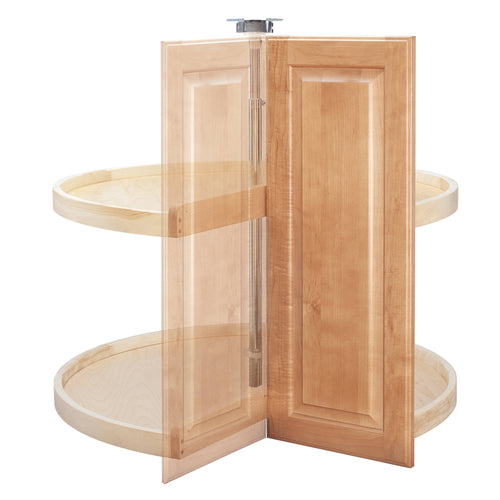 24x22 Wood Pie-Cut Lazy Susan 2-Shelf Corner Base P8275