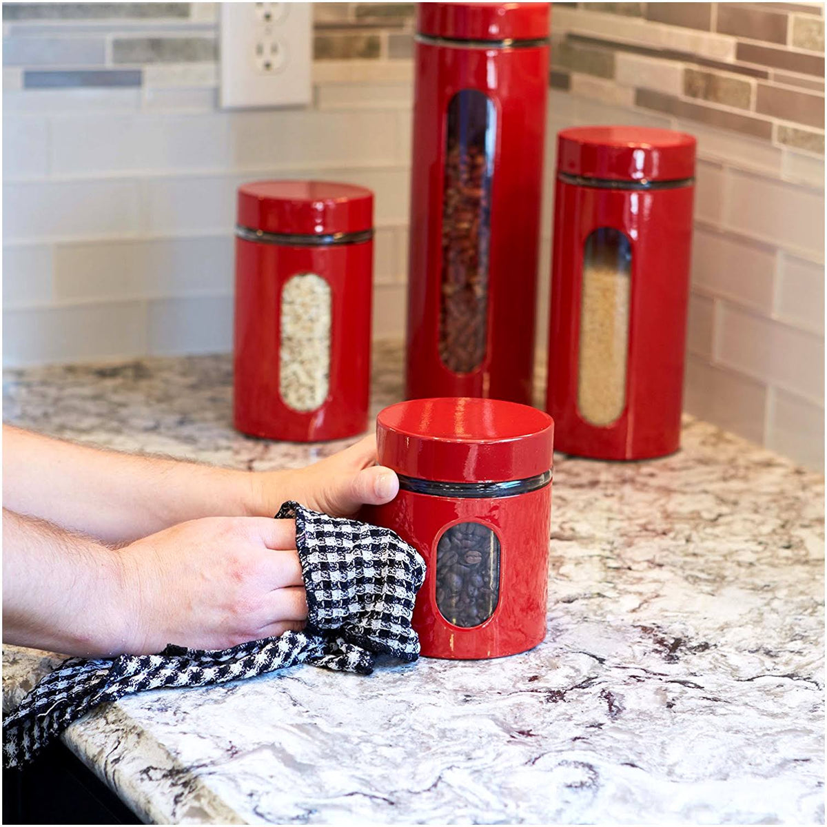 Glass and Stainless Steel Canister Set Z105