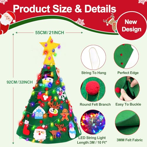 3D DIY Felt Christmas Tree with 20 Hanging Ornaments V7377