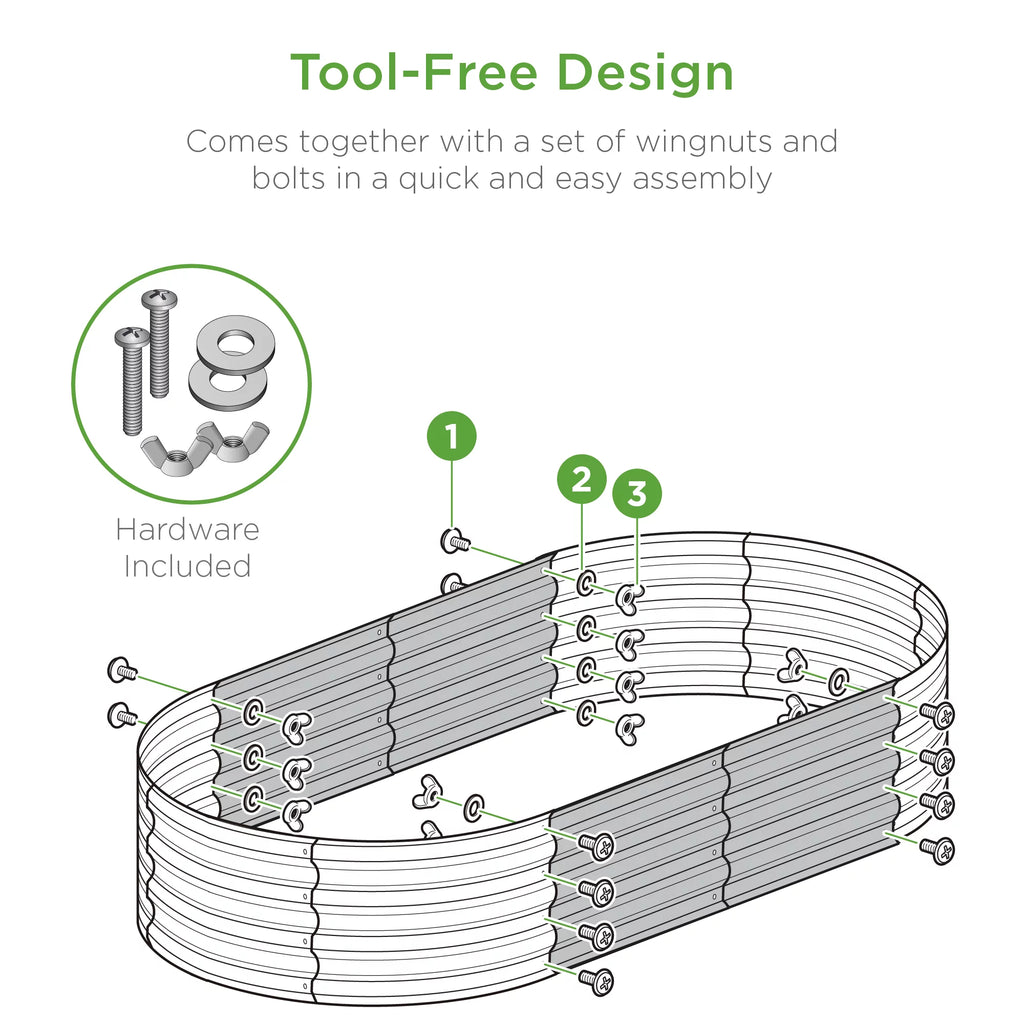 4x2x1ft Outdoor Raised Metal Oval Garden Bed M912744