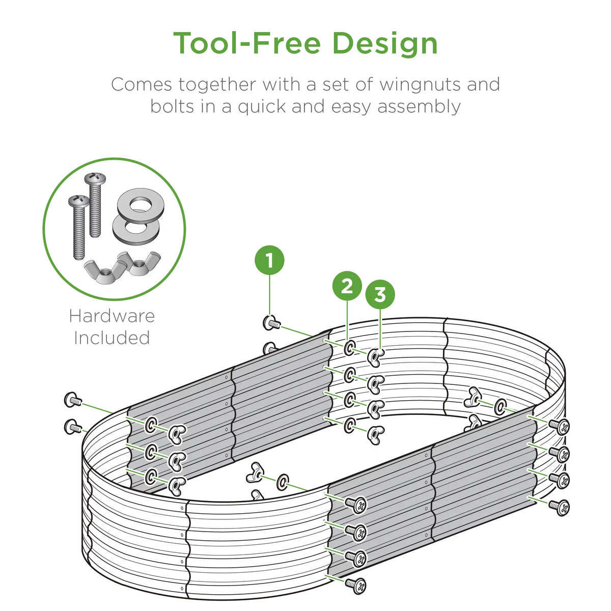 4x2x1ft Outdoor Raised Metal Oval Garden Bed M912744