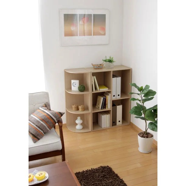 Light Brown 5-Compartment Wood Bookcase Storage Shelf Q52191