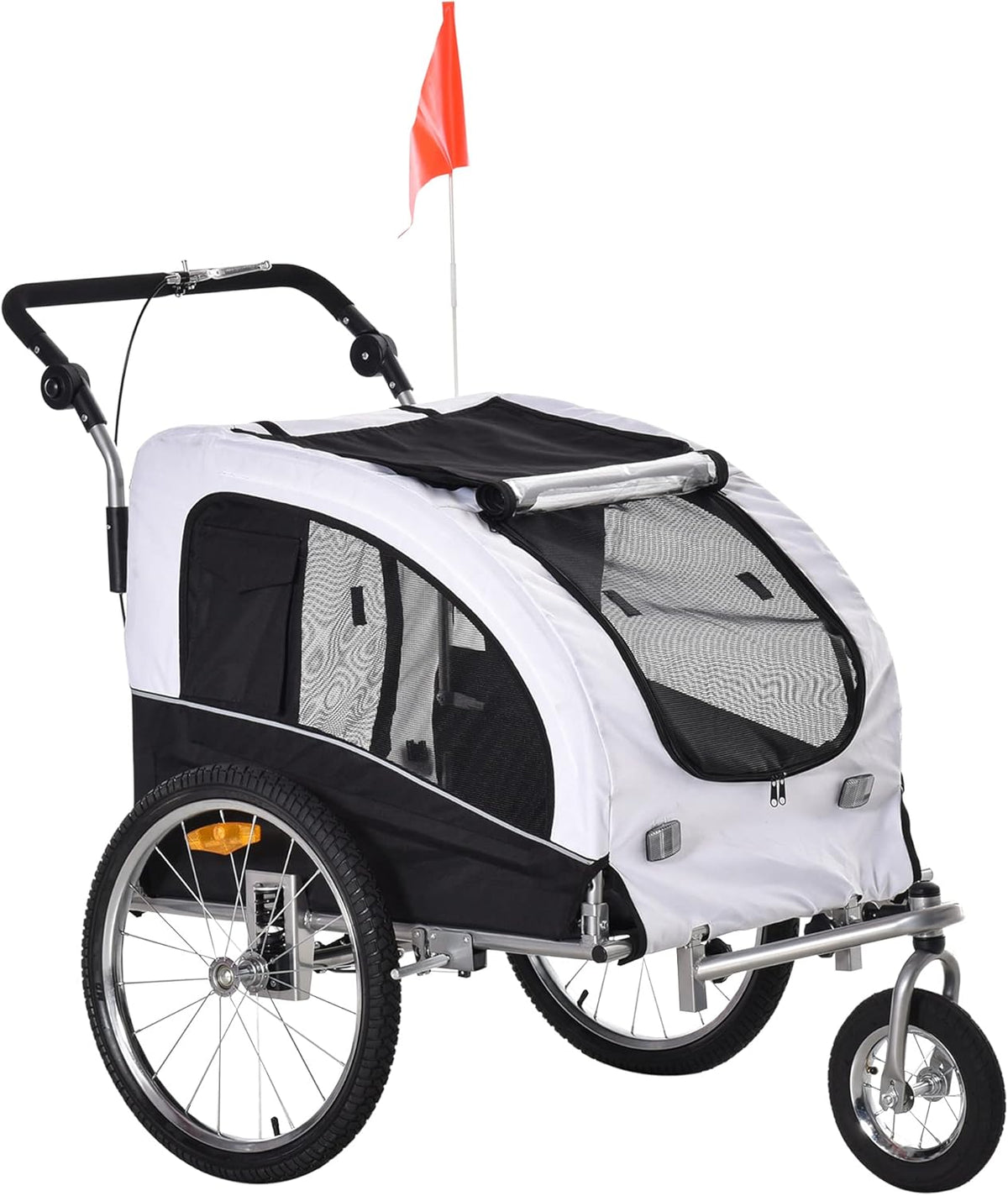 Blue 2-in-1 Dog Bike Trailer Pet Stroller with Canopy Y1211