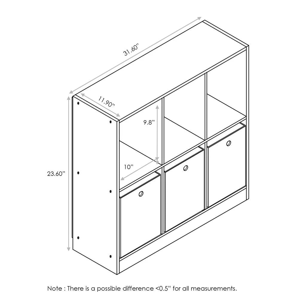 6 Cube Storage Organizer Bookcase with Bins G105