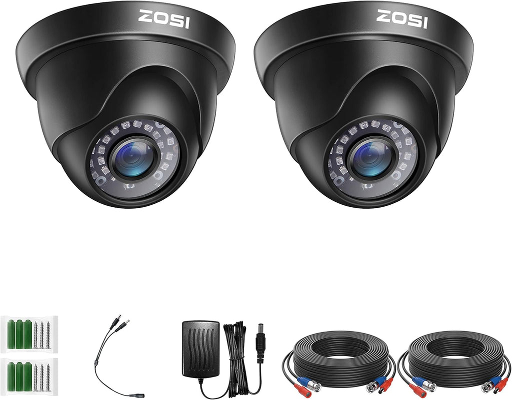 4 Pack 2MP 1080p HD-TVI Black Dome Security Camera with 80ft Night Vision T482