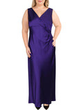 Purple Sleeveless Faux Wrap Formal Dress K457804
