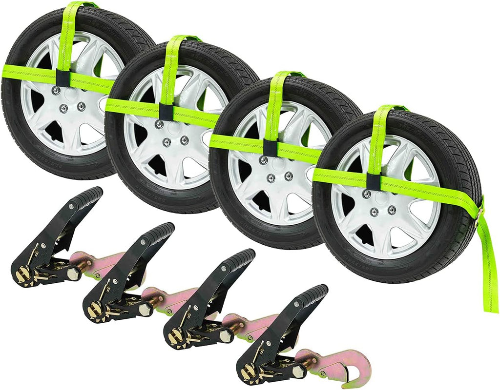 4 Pack 2 x 10' Car Tie Down Ratchet Strap with Flat Hook B9229