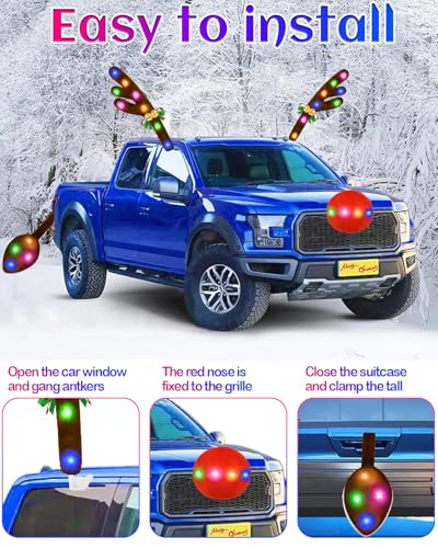 Christmas Reindeer Antlers Car Decoration Kit IP44 Waterproof LED Lights Multicolor Z5014