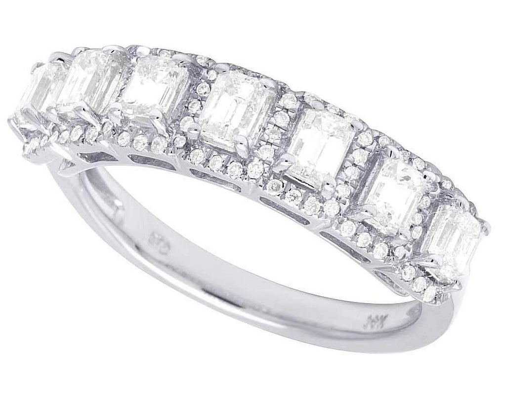 14K White Gold Diamond Emerald Solitaire Ring 1.25 Ct 5MM V496