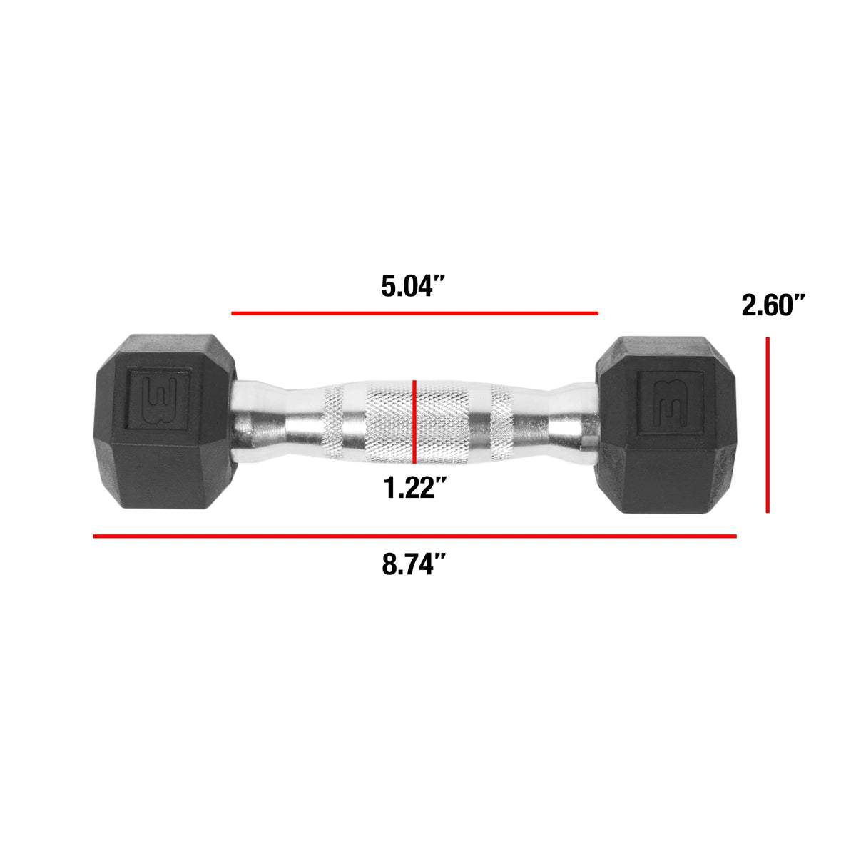 3lb Rubber Hex Dumbbell U101523