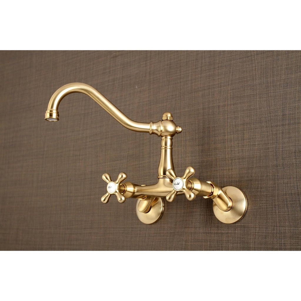Brushed Brass Adjustable Wall Mount Kitchen Faucet E522