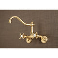 Brushed Brass Adjustable Wall Mount Kitchen Faucet E522