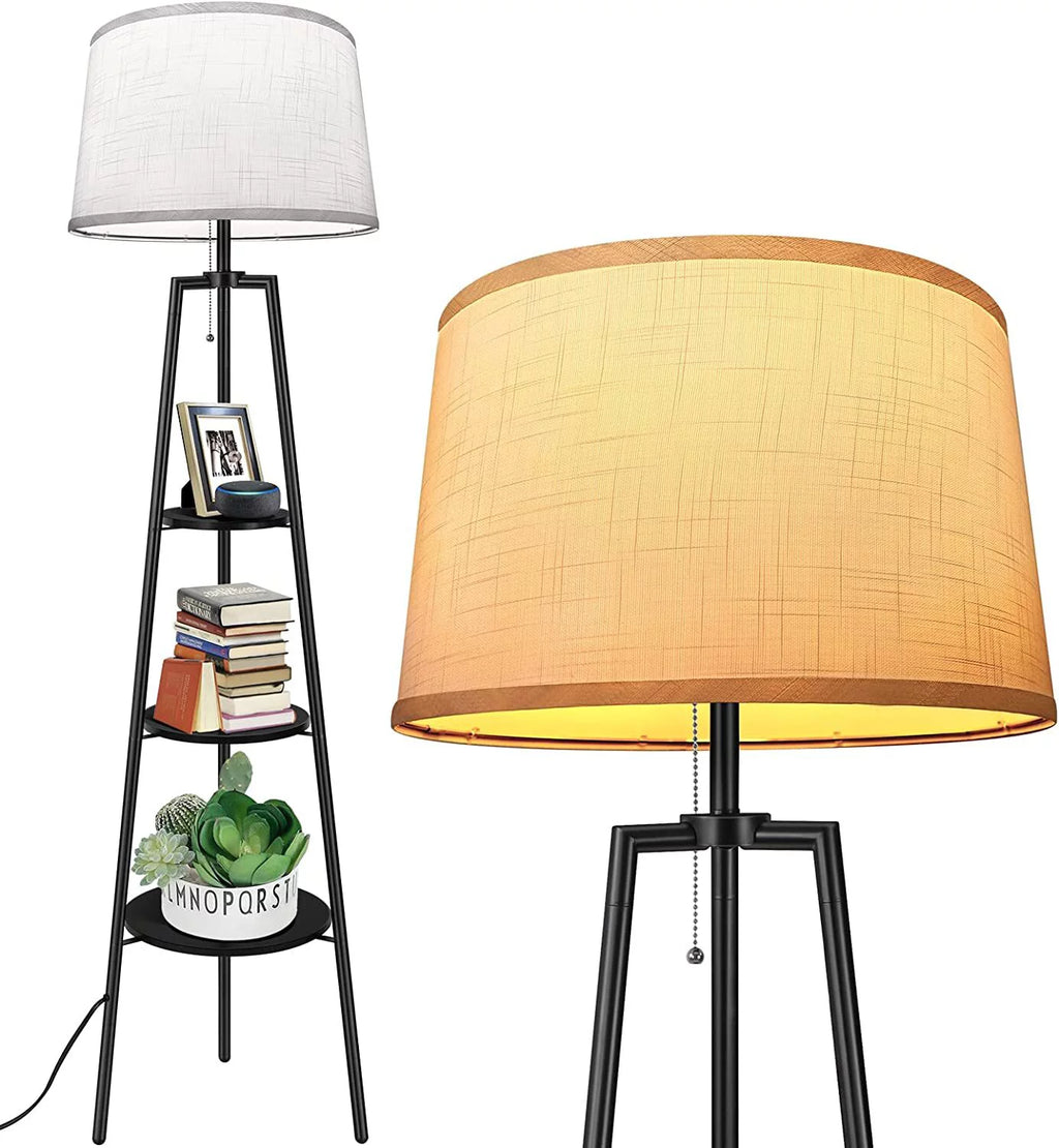 Black Tripod Floor Lamp with Shelves P21118