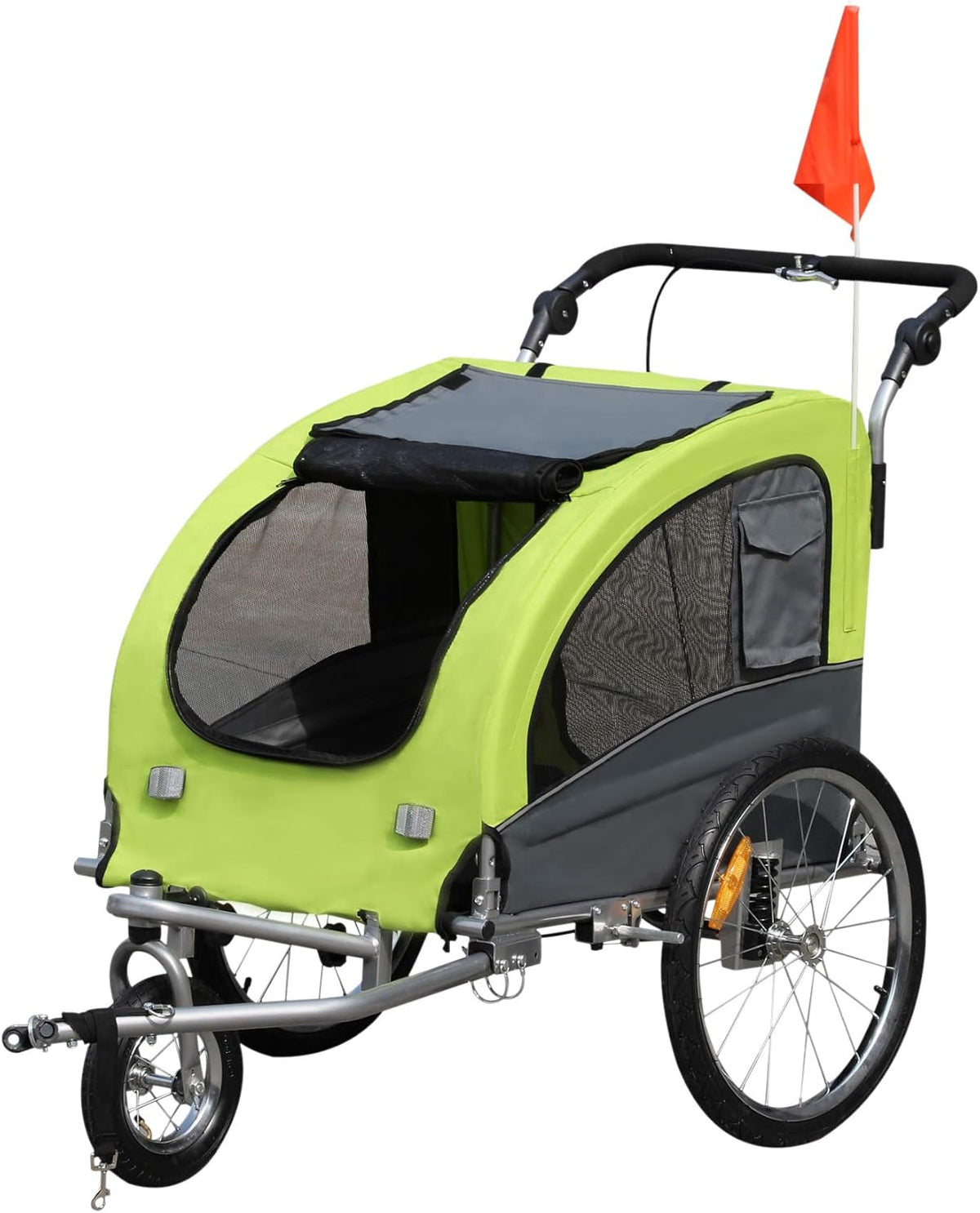 Blue 2-in-1 Dog Bike Trailer Pet Stroller with Canopy Y1211