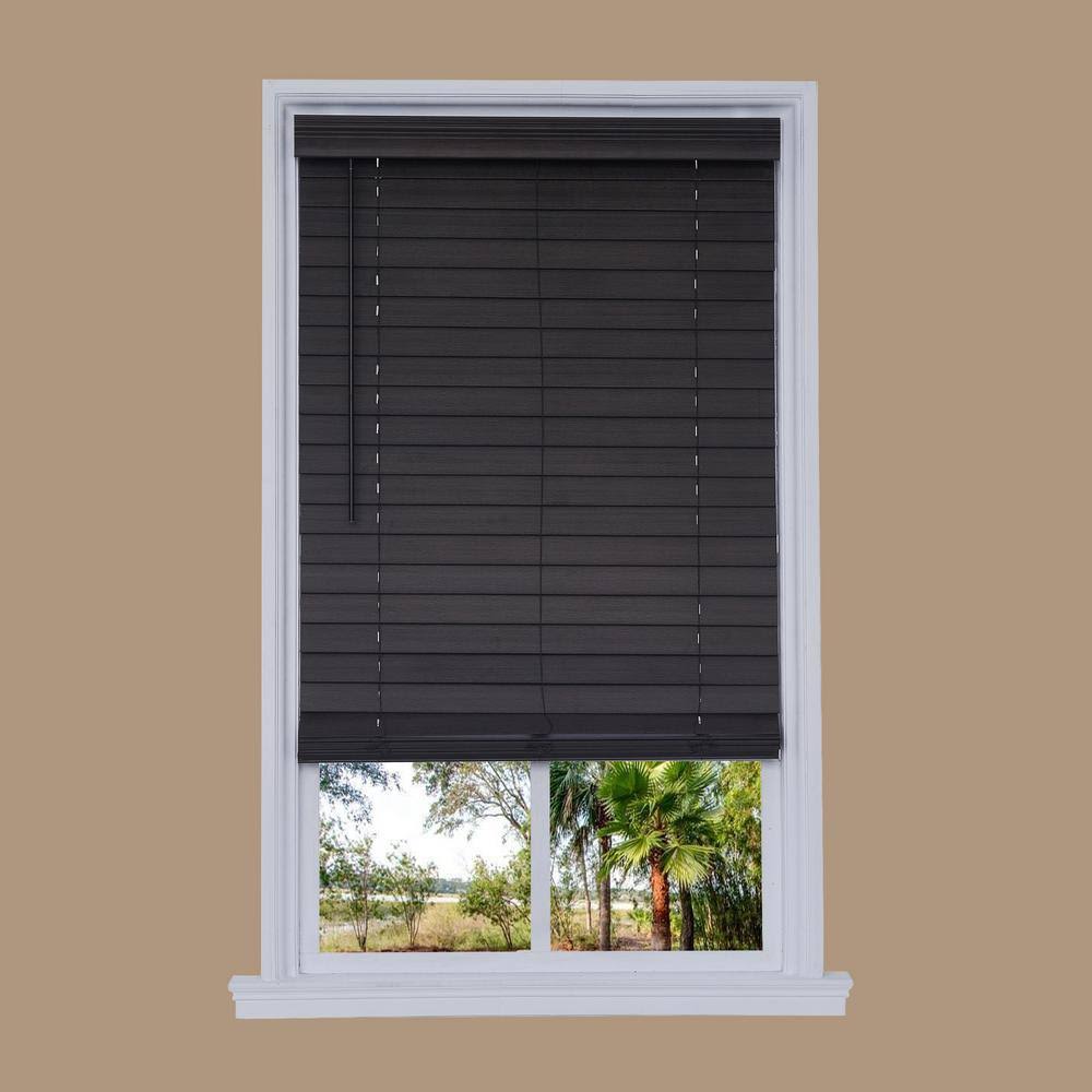 Cordless Walnut Faux Wood Room Darkening Blinds K73008