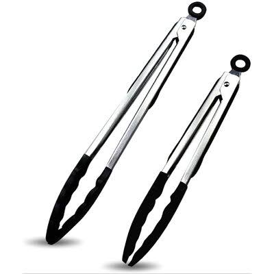 Stainless Steel Locking Cooking Tongs with Silicone Tips J6368