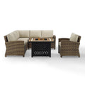 5Pc Outdoor Wicker Sectional Set Sangria/Weathered Brown C676