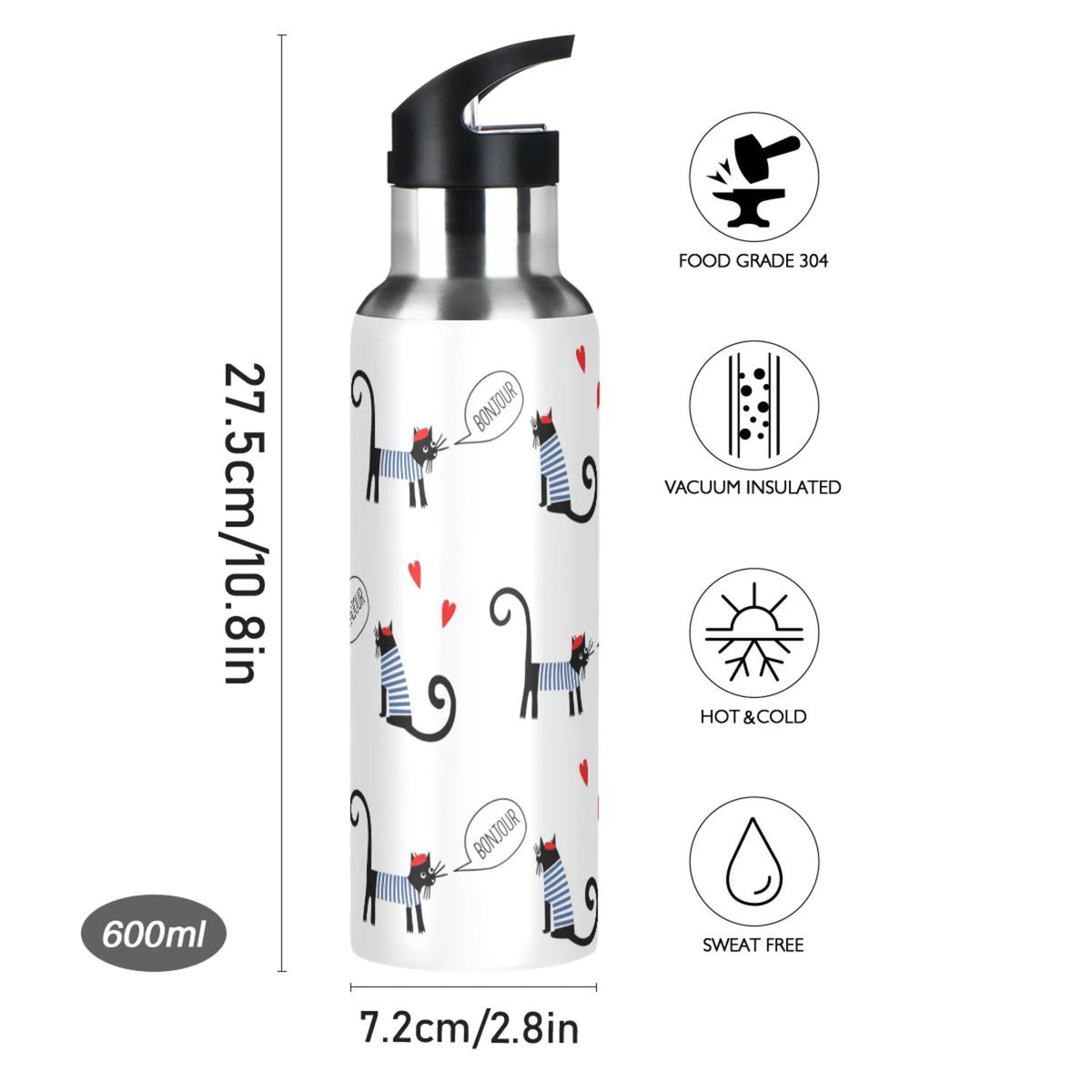 Stainless Steel Insulated Water Bottle with Straw Lid Q4790