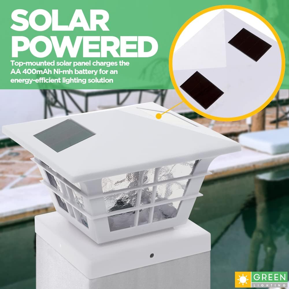 White 4 Pack Solar Powered Post Cap Light with 4x4 Base Adapter Y4890