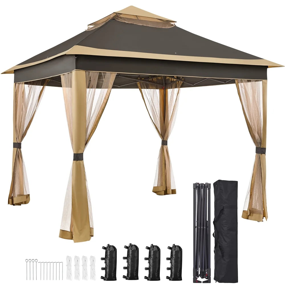 11x11 FT Pop-Up Gazebo with 4 Mesh Sidewalls K5340