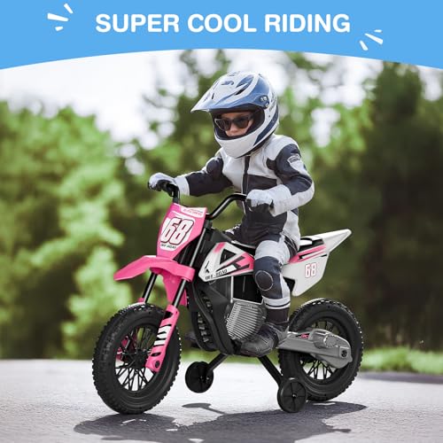 12V Kids Motorcycle with Training Wheels W74164