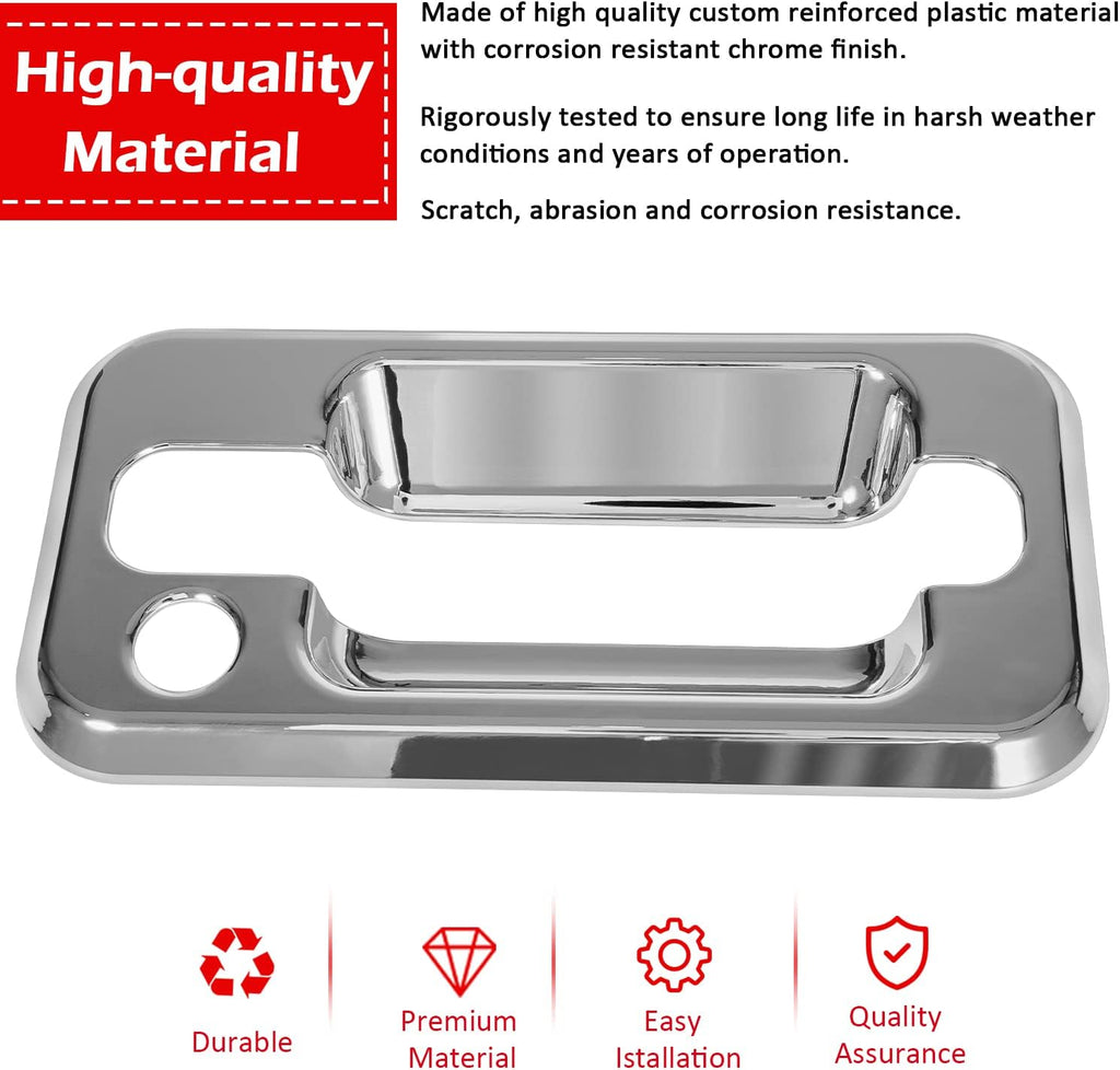 Chrome Door Handle Cover Trims Bezel with Key Hole Pack of 2 F198625