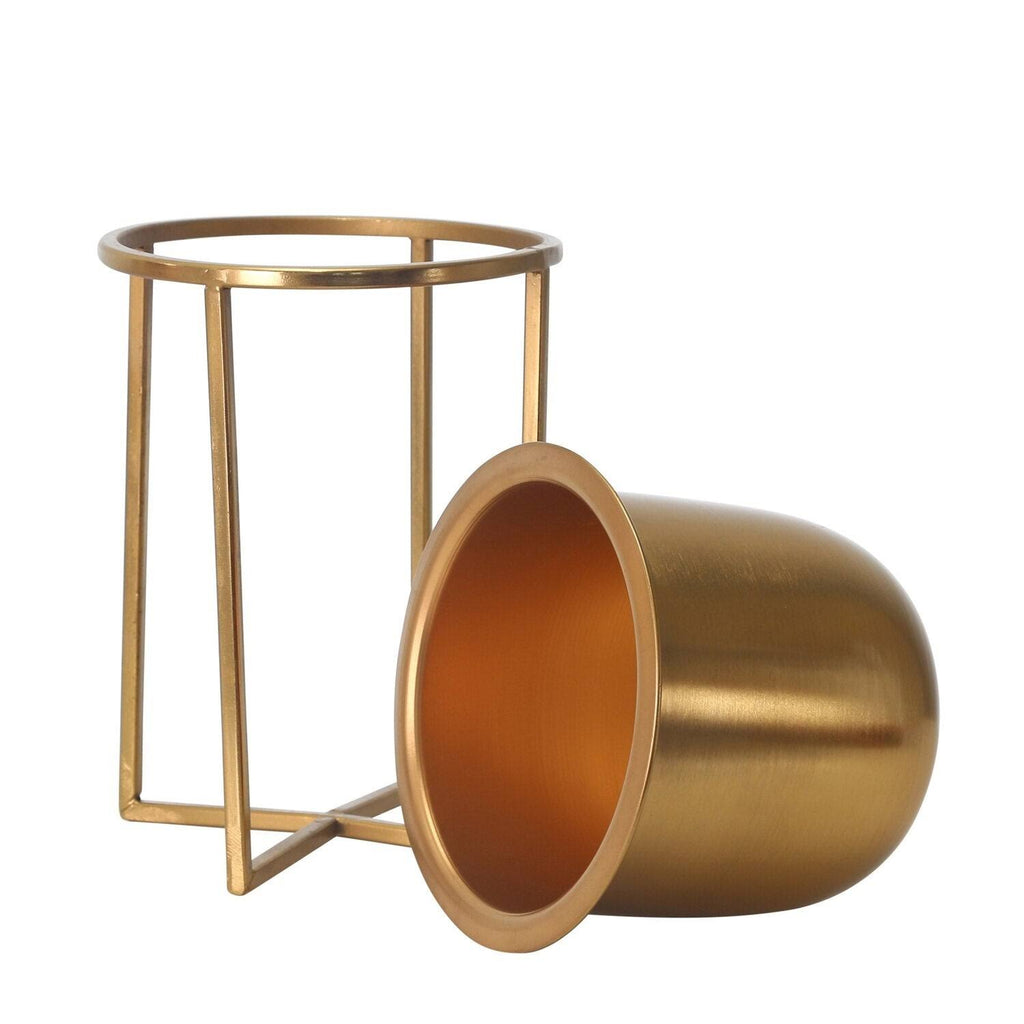 Gold Metal Frame Glass Planter Set of 2 U13268