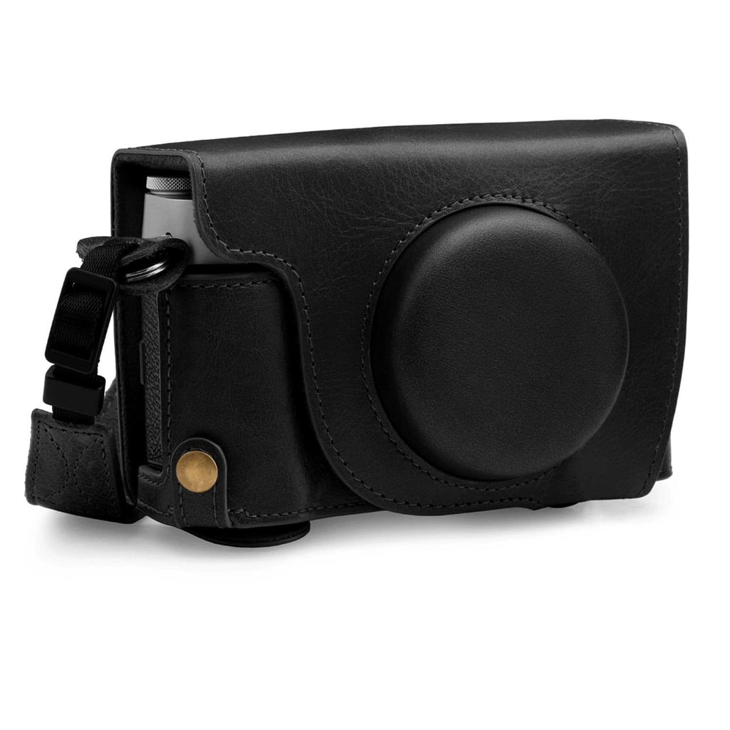 Black Top Grain Leather Camera Case D906310