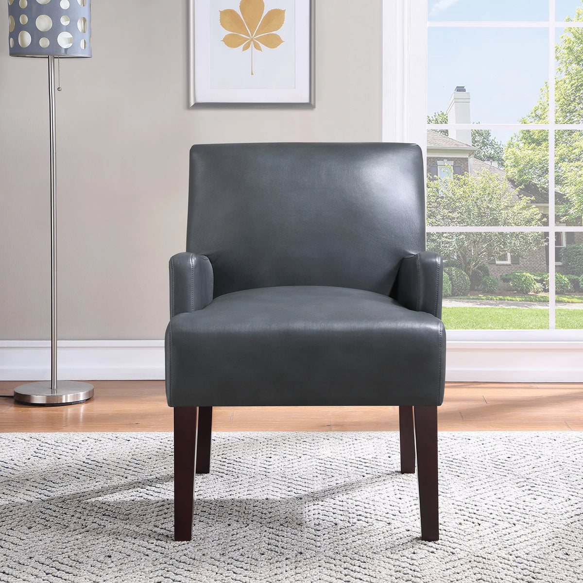 Pewter Faux Leather Guest Chair D3950