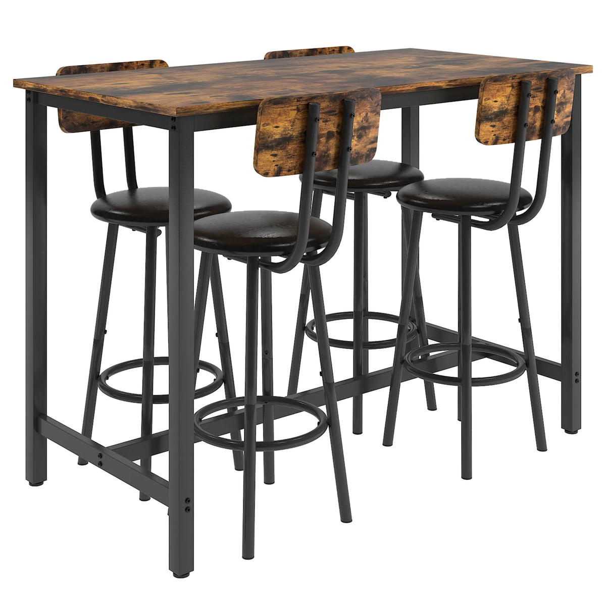 5 Piece Bar Height Dining Table Set with Upholstered Stools C302072