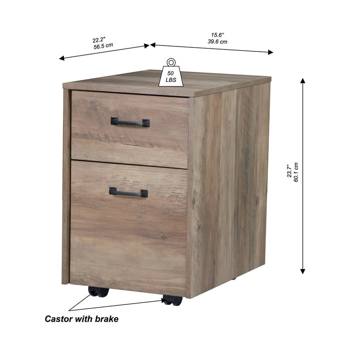 Rustic Oak Finish Mobile File Cabinet I847507