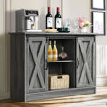 Wash Gray Coffee Bar Cabinet with Sliding Barn Doors F4304