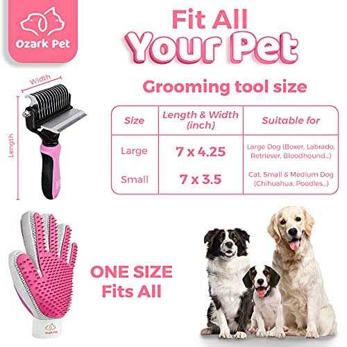 Dog and Cat Deshedding Brush and Shedding Glove E7538