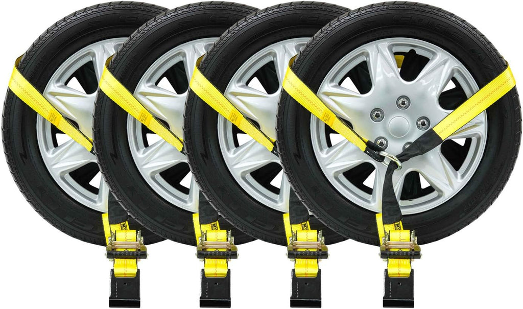 4 Pack 2 x 10' Car Tie Down Ratchet Strap with Flat Hook B9229