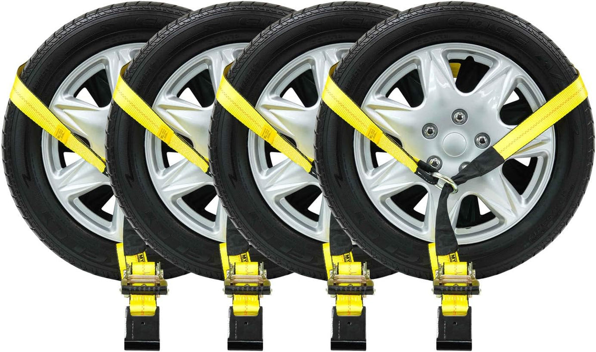 4 Pack 2 x 10' Car Tie Down Ratchet Strap with Flat Hook B9229