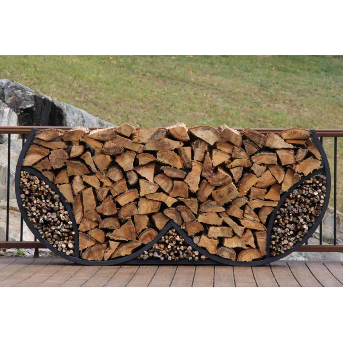 8' Double Round Firewood Log Rack with Kindling Kit P1991