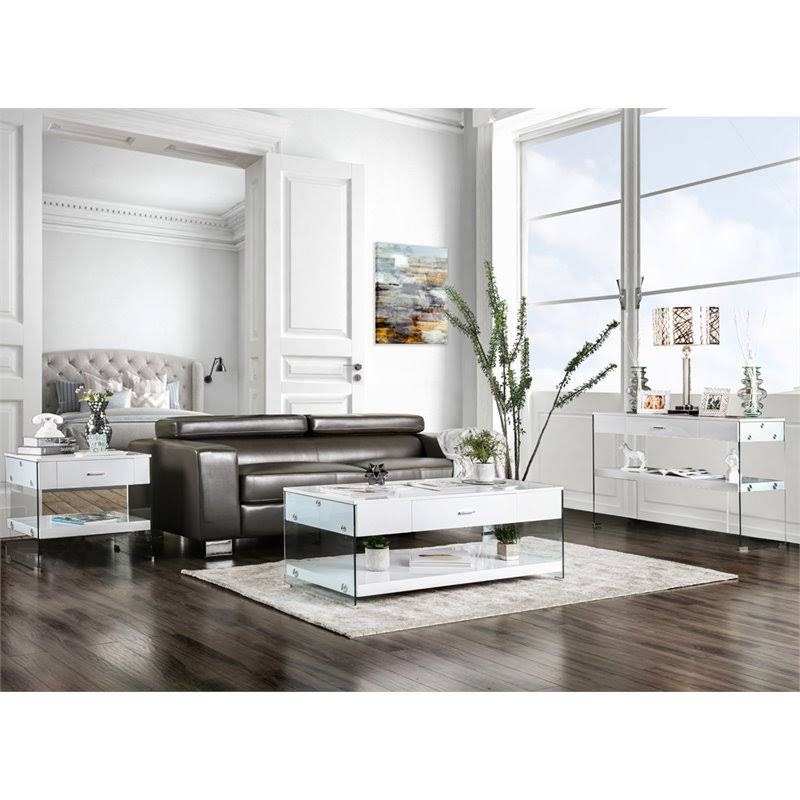 White Storage Console Table Z848