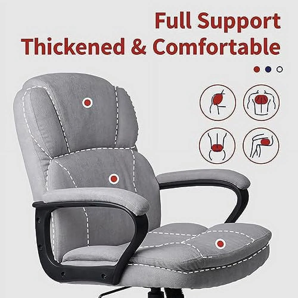 Ergonomic Upholstered Swivel Office Chair with Headrest and Armrest Y420827